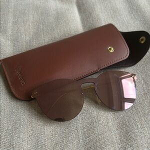 Illesteva Pink Reflective Round Sunglasses with Case